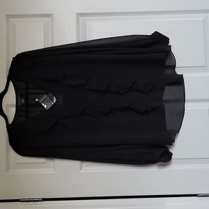 Black ruffled blouse